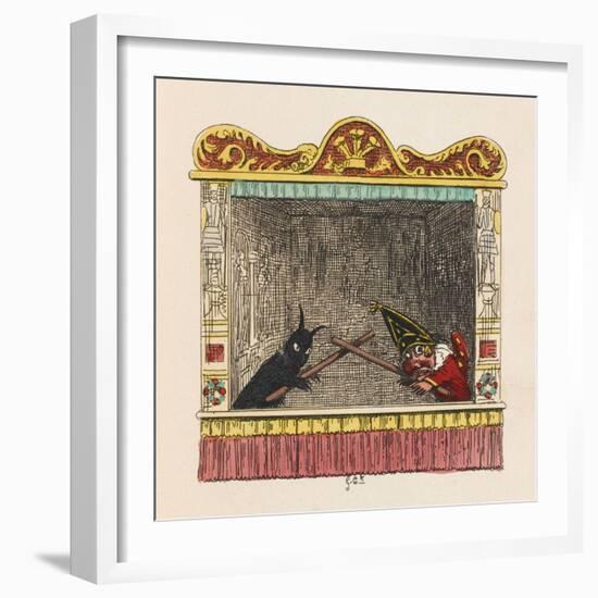 Punch Fights Old Nick-George Cruikshank-Framed Art Print