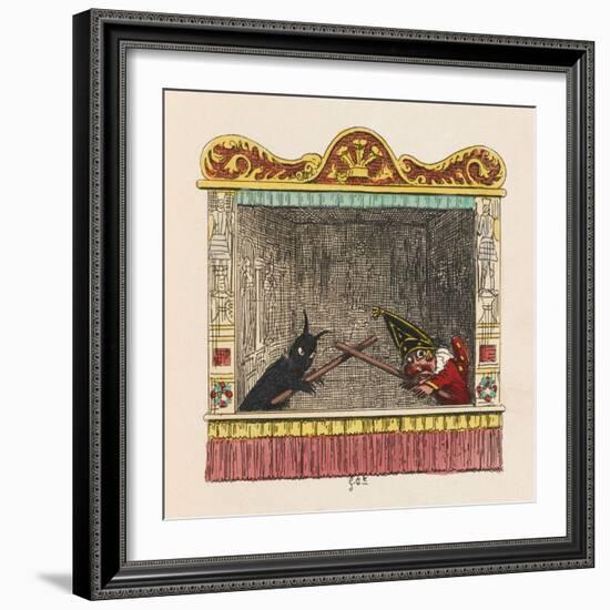 Punch Fights Old Nick-George Cruikshank-Framed Art Print