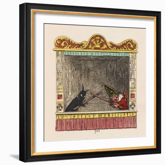 Punch Fights Old Nick-George Cruikshank-Framed Art Print