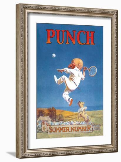 Punch: Gnome Playing Tennis-null-Framed Art Print