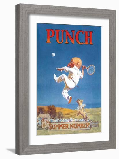 Punch: Gnome Playing Tennis-null-Framed Art Print