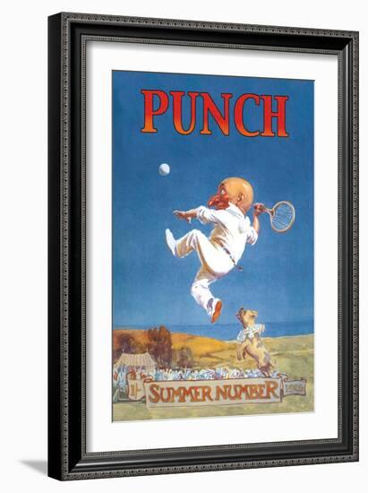 Punch: Gnome Playing Tennis-null-Framed Art Print