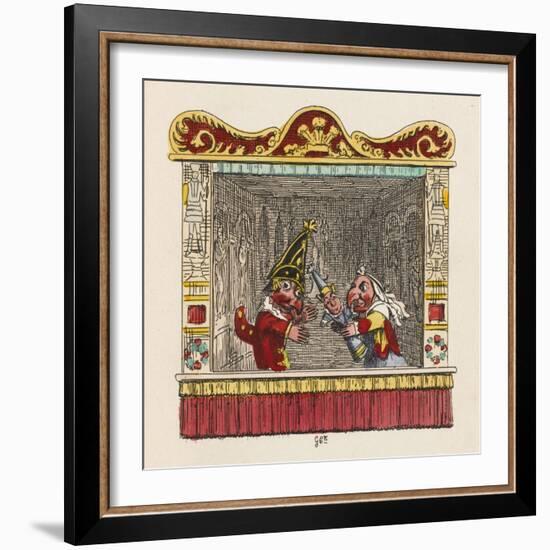 Punch Judy and the Baby-George Cruikshank-Framed Art Print