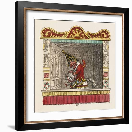 Punch on His Steed-George Cruikshank-Framed Art Print