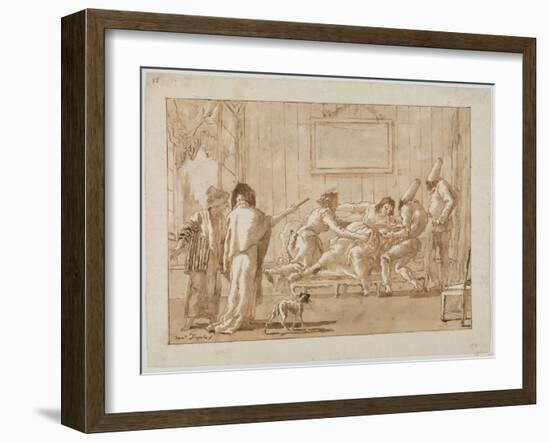 Punchinello's Mother  Sick in Pregnancy, c.1800-Giovanni Battista Tiepolo-Framed Giclee Print