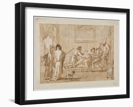 Punchinello's Mother  Sick in Pregnancy, c.1800-Giovanni Battista Tiepolo-Framed Giclee Print