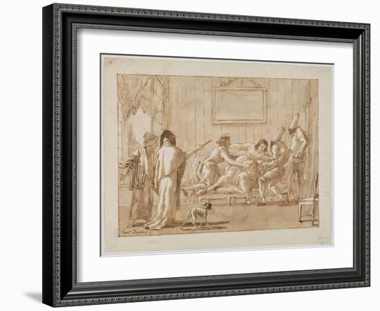 Punchinello's Mother  Sick in Pregnancy, c.1800-Giovanni Battista Tiepolo-Framed Giclee Print