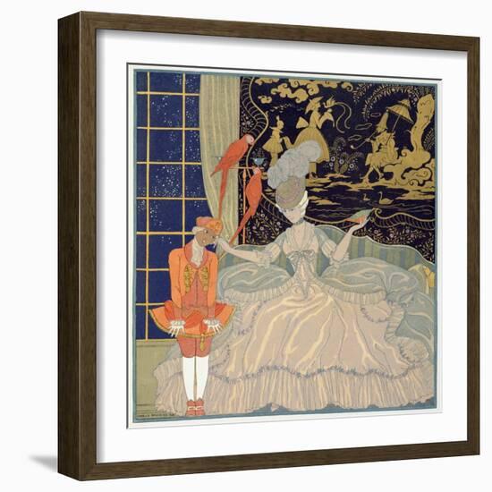 Punishing the Page (Colour Litho)-Georges Barbier-Framed Giclee Print