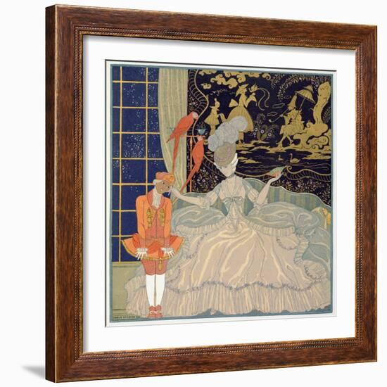 Punishing the Page (Colour Litho)-Georges Barbier-Framed Giclee Print