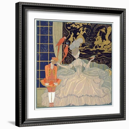 Punishing the Page (Colour Litho)-Georges Barbier-Framed Giclee Print