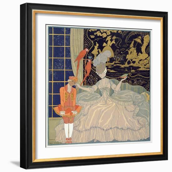 Punishing the Page (Colour Litho)-Georges Barbier-Framed Giclee Print