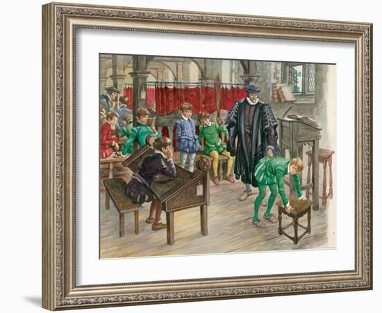 Punishment at School in the Tudor Age-Peter Jackson-Framed Giclee Print