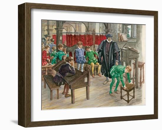 Punishment at School in the Tudor Age-Peter Jackson-Framed Giclee Print