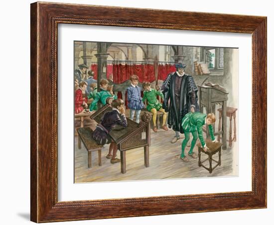 Punishment at School in the Tudor Age-Peter Jackson-Framed Giclee Print