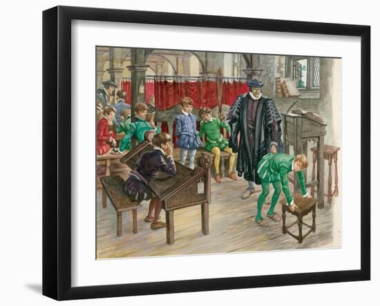 Punishment at School in the Tudor Age-Peter Jackson-Framed Giclee Print