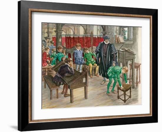 Punishment at School in the Tudor Age-Peter Jackson-Framed Giclee Print