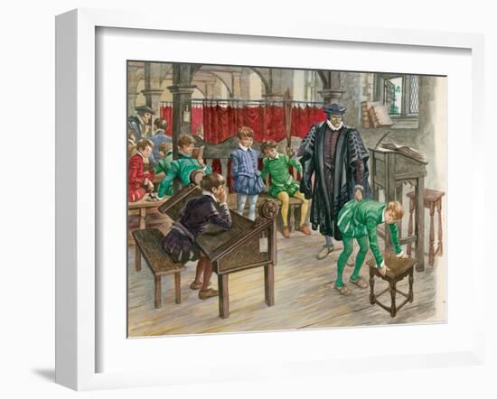 Punishment at School in the Tudor Age-Peter Jackson-Framed Giclee Print
