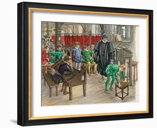 Punishment at School in the Tudor Age-Peter Jackson-Framed Giclee Print