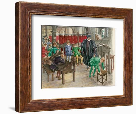 Punishment at School in the Tudor Age-Peter Jackson-Framed Giclee Print