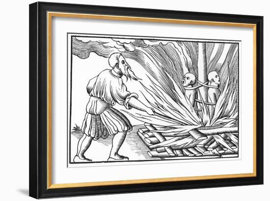 Punishment by Fire, After a Woodcut in Cosmographie Universelle of Munster, Published 1552-null-Framed Giclee Print