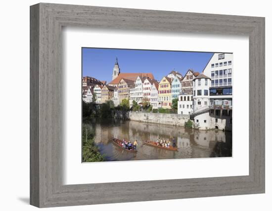 Punt on Neckar River, Old Town of Tuebingen, Stiftskirche Church, Baden Wurttemberg, Germany-Markus Lange-Framed Photographic Print