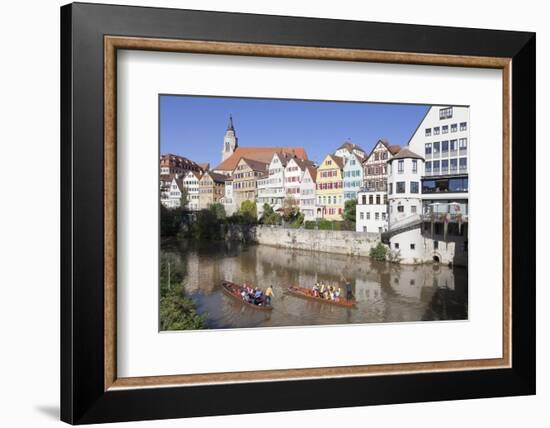 Punt on Neckar River, Old Town of Tuebingen, Stiftskirche Church, Baden Wurttemberg, Germany-Markus Lange-Framed Photographic Print