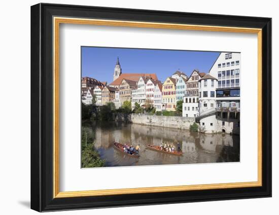 Punt on Neckar River, Old Town of Tuebingen, Stiftskirche Church, Baden Wurttemberg, Germany-Markus Lange-Framed Photographic Print