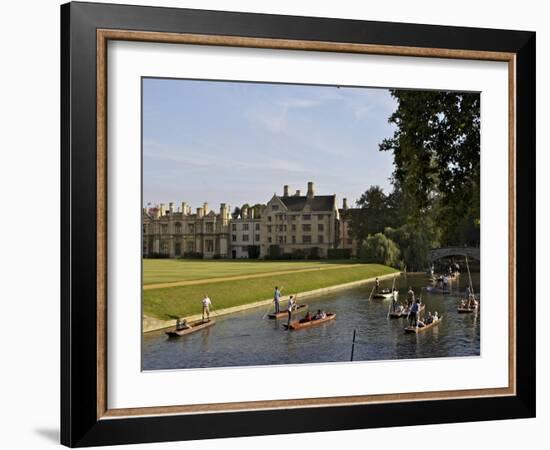 Punting on the Backs, River Cam, Clare College, Cambridge, Cambridgeshire, England, UK, Europe-Simon Montgomery-Framed Photographic Print