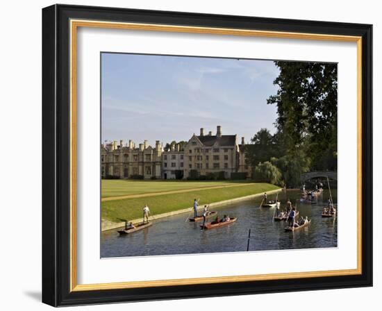 Punting on the Backs, River Cam, Clare College, Cambridge, Cambridgeshire, England, UK, Europe-Simon Montgomery-Framed Photographic Print