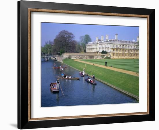 Punting on the Backs, River Cam, Clare College, Cambridge, Cambridgeshire, England, UK-David Hunter-Framed Photographic Print