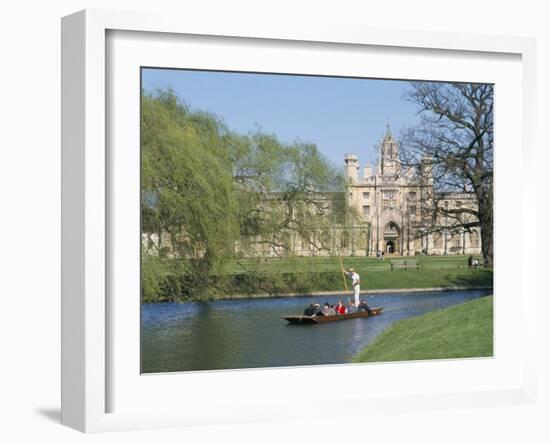 Punting on the Backs, with St. John's College, Cambridge, Cambridgeshire, England-G Richardson-Framed Photographic Print