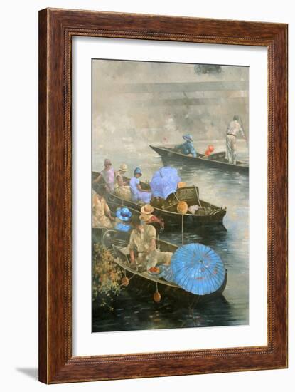 Punts on the Wey at Brooklands-Peter Miller-Framed Giclee Print