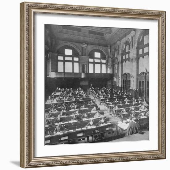 Pupils sitting an examination at the City of London School, c1903 (1903)-Unknown-Framed Photographic Print