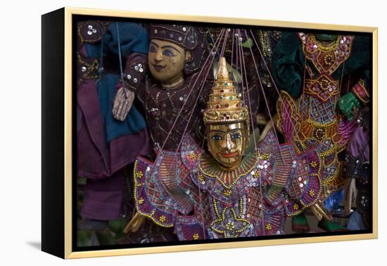 Puppets for sale at night market.-Alison Wright-Framed Premier Image Canvas