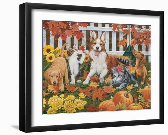 Puppies and Kittens - Autumn Theme-William Vanderdasson-Framed Giclee Print