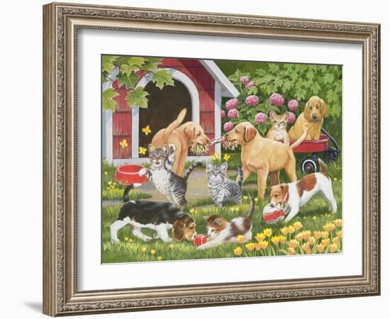 Puppies and Kittens - Spring and Summer Theme-William Vanderdasson-Framed Giclee Print