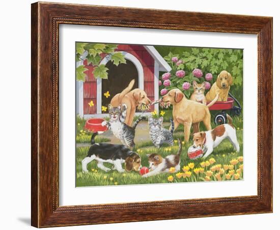 Puppies and Kittens - Spring and Summer Theme-William Vanderdasson-Framed Giclee Print