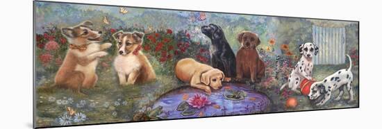 Puppies and Pond-Judy Mastrangelo-Mounted Giclee Print