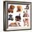 Puppies of Different Breeds, Dachshund, Shar Pei, Rottweiler, Bulldog, French Bulldog.-Lilun-Framed Photographic Print