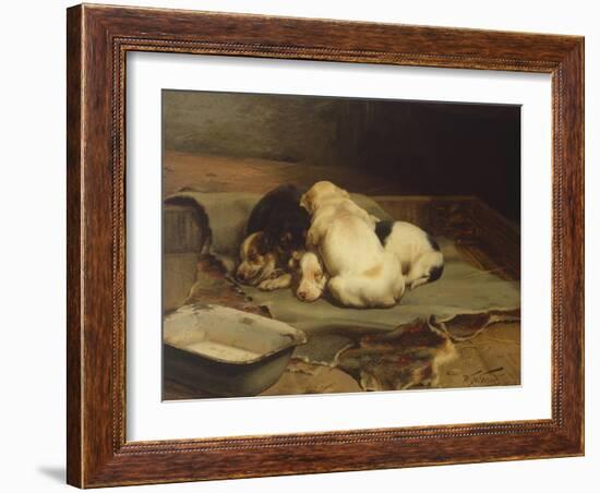 Puppies Sleeping-William Henry Hamilton Trood-Framed Giclee Print