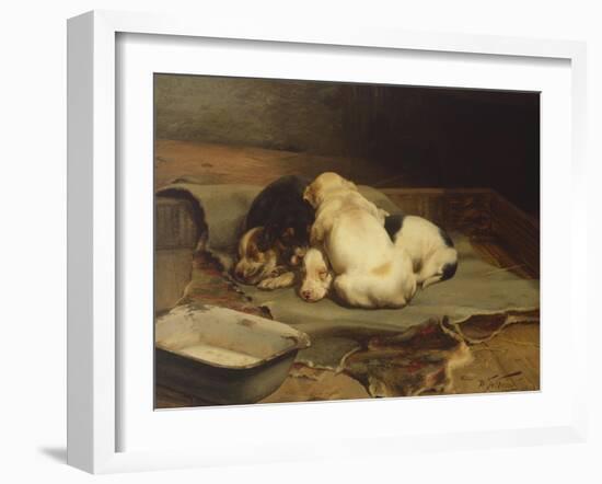 Puppies Sleeping-William Henry Hamilton Trood-Framed Giclee Print