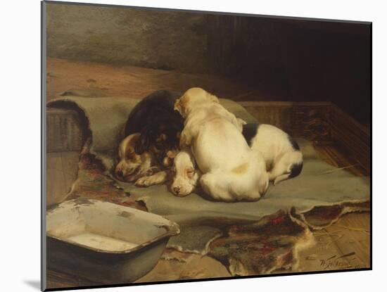 Puppies Sleeping-William Henry Hamilton Trood-Mounted Giclee Print