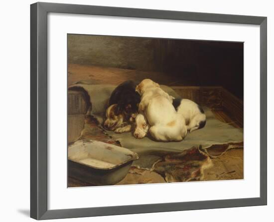 Puppies Sleeping-William Henry Hamilton Trood-Framed Giclee Print