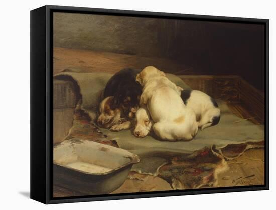 Puppies Sleeping-William Henry Hamilton Trood-Framed Premier Image Canvas