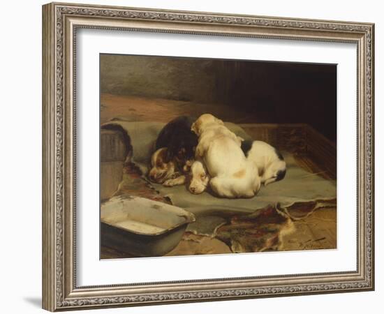 Puppies Sleeping-William Henry Hamilton Trood-Framed Giclee Print