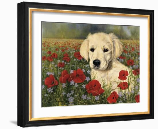 Puppy And Poppies-Bill Makinson-Framed Giclee Print