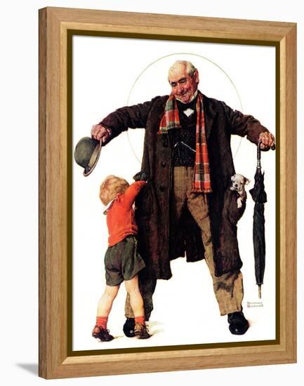 "Puppy in the Pocket" or "The Gift", January 25,1936-Norman Rockwell-Framed Premier Image Canvas