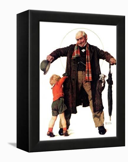 "Puppy in the Pocket" or "The Gift", January 25,1936-Norman Rockwell-Framed Premier Image Canvas