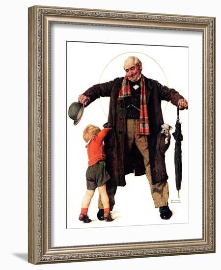 "Puppy in the Pocket" or "The Gift", January 25,1936-Norman Rockwell-Framed Giclee Print