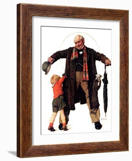 "Puppy in the Pocket" or "The Gift", January 25,1936-Norman Rockwell-Framed Giclee Print